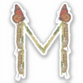 Sticker Papillon Monarque - Lettre M Monogramme, M Initial (Recto)