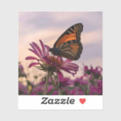Sticker Papillon monarque sur une fleur (Feuille)