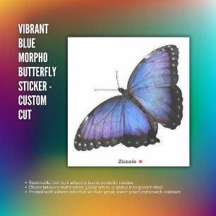 Sticker Papillon Morpho Bleu Vibrant - Coupe perso