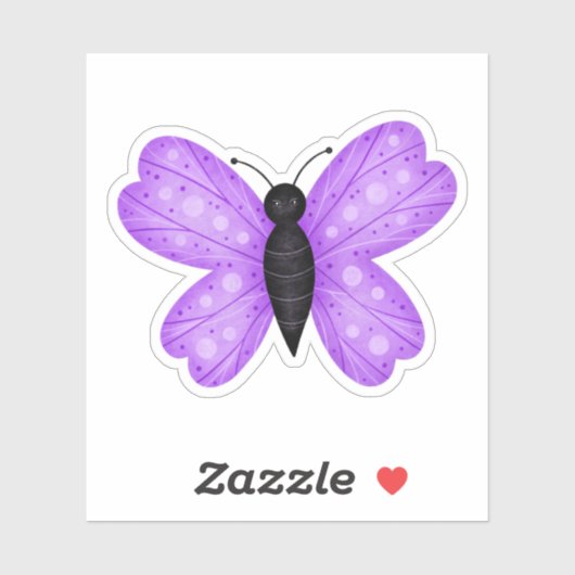 Sticker Papillon mou en violet et noir (Feuille)