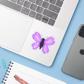 Sticker Papillon mou en violet et noir (Ordinateur portable avec iPhone)