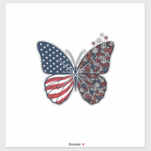 Sticker Papillon patriotique vintage de la paix Vector Art