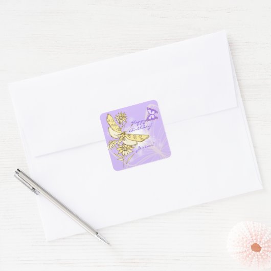 Sticker Papillon Peach Purple (Enveloppe)