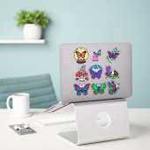 Sticker Papillon pour enfants - Coloré, Whimsi (Ordinateur portable sur le bureau)