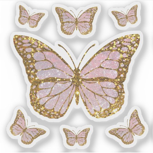Sticker papillon rose (Devant)