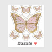 Sticker papillon rose (Feuille)