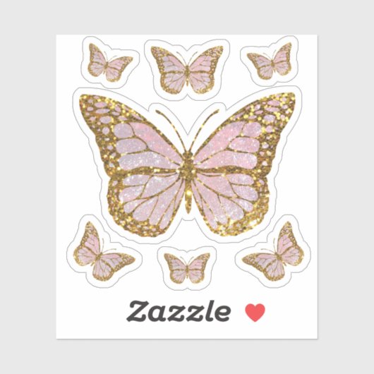 Sticker papillon rose (Feuille)