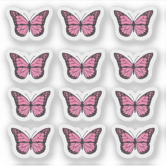 Sticker papillon rose chaud (Devant)