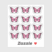 Sticker papillon rose chaud (Feuille)