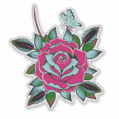 Sticker Papillon Rose de tatouage rose bleu (Devant)