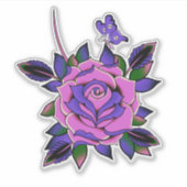 Sticker Papillon Rose de tatouage rose violet (Devant)