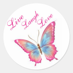 Sticker Papillon/Rose "Live Laugh Love"
