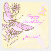 Sticker Papillon rose Pêche (Devant)