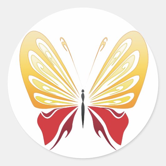 Sticker papillon rouge jaune (Devant)