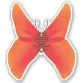 Sticker Papillon rouge orange avec votre nom (Devant)