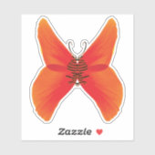 Sticker Papillon rouge orange avec votre nom (Feuille)
