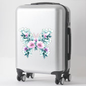 Sticker Papillon Rustique Floral Design (Sur valise)