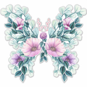 Sticker Papillon Rustique Floral Design