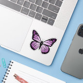 Sticker Papillon Violet (Ordinateur portable avec iPhone)