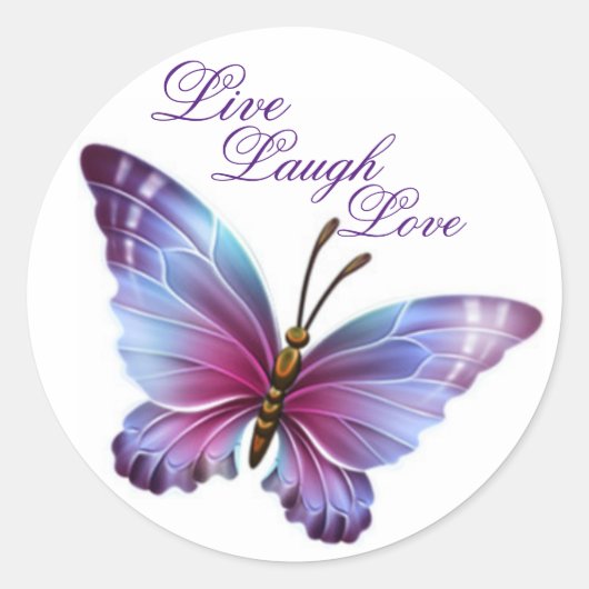 Sticker Papillon/Violet "Live Laugh Love" (Devant)