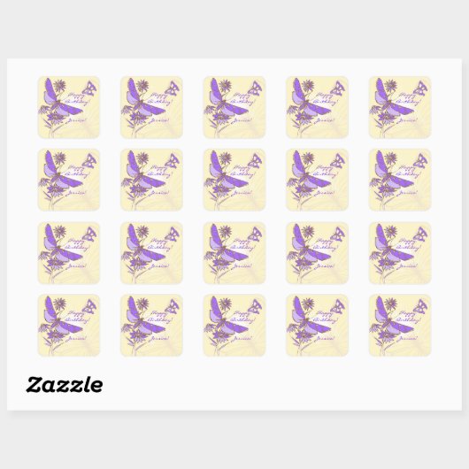 Sticker Papillon violet Peach (Feuille)