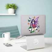 Sticker Papillons aux champignons poilus (Ordinateur portable sur le bureau)