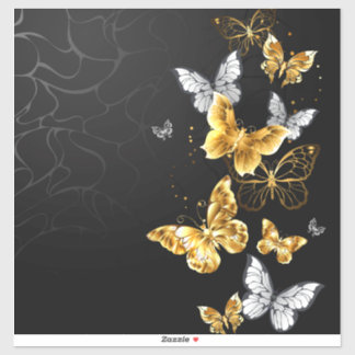 Sticker Papillons blancs et dorés