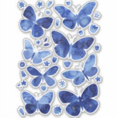 Sticker Papillons bleus Aquarelle Peinture Nature (Devant)