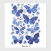 Sticker Papillons bleus Aquarelle Peinture Nature (Feuille)