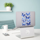 Sticker Papillons bleus Aquarelle Peinture Nature (Ordinateur portable sur le bureau)