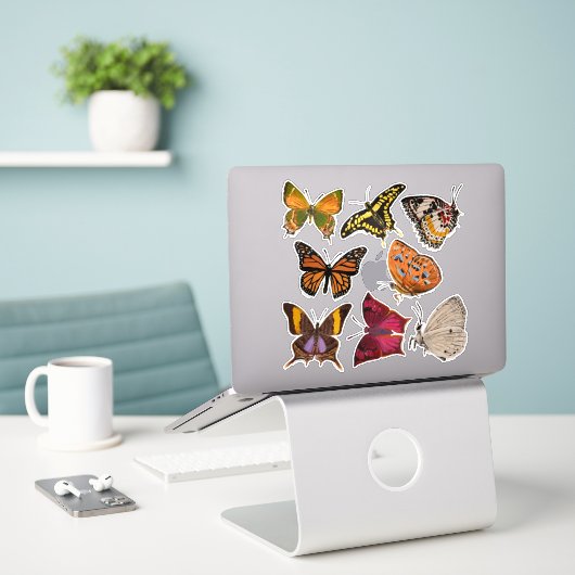 Sticker Papillons (feuille 2 Alphabet des papillons) (Ordinateur portable sur le bureau)
