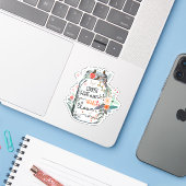 Sticker Papillons Fleurs Pot Mason Citation Dicton  (Ordinateur portable avec iPhone)