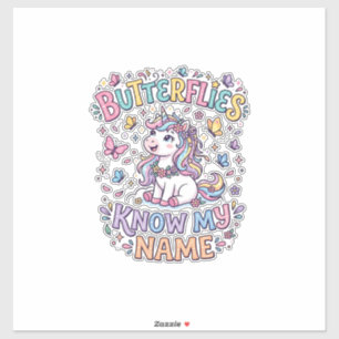Sticker Papillons Licorne Connaissent Mon Nom Charmant Art