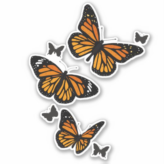 Sticker Papillons Monarque orange vintages en vol (Devant)