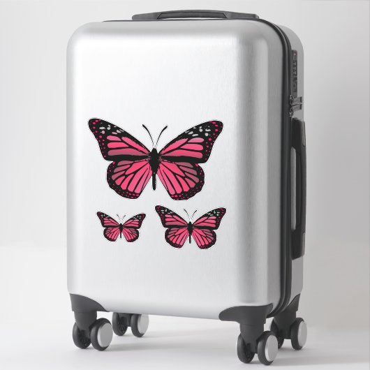 Sticker Papillons Monarque Rose (Sur valise)