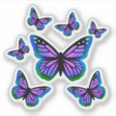 Sticker Papillons monarques | buttes bleu violet (Devant)