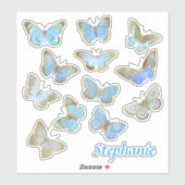 Sticker Papillons moucheté peints en bleu (Feuille)
