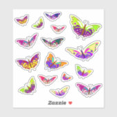 Sticker Papillons multicolores en vol (Feuille)