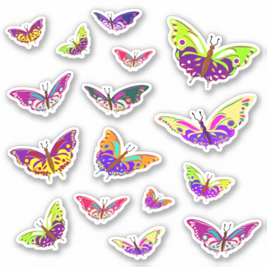 Sticker Papillons multicolores en vol (Devant)