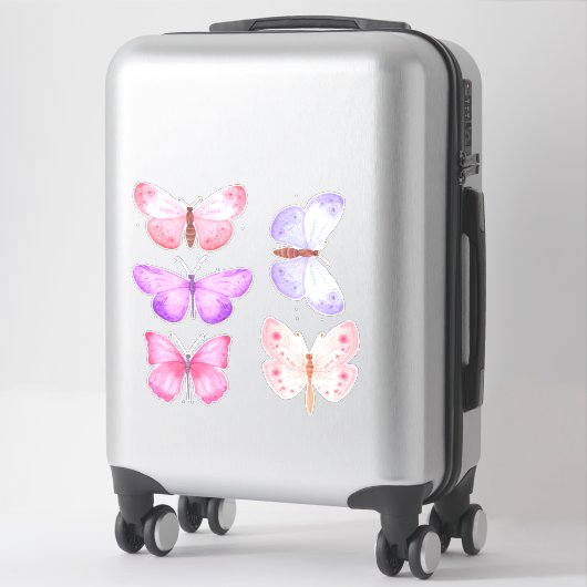Sticker Papillons rose pastel (Sur valise)