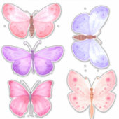 Sticker Papillons rose pastel (Devant)