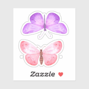 Sticker Papillons rose violet