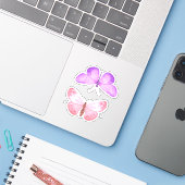 Sticker Papillons rose violet (Ordinateur portable avec iPhone)