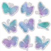 Sticker Papillons Turquoises pourpres Contour (Devant)
