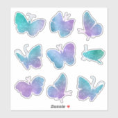 Sticker Papillons Turquoises pourpres Contour (Feuille)