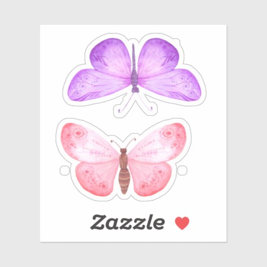 Sticker Papillons violets roses (Feuille)