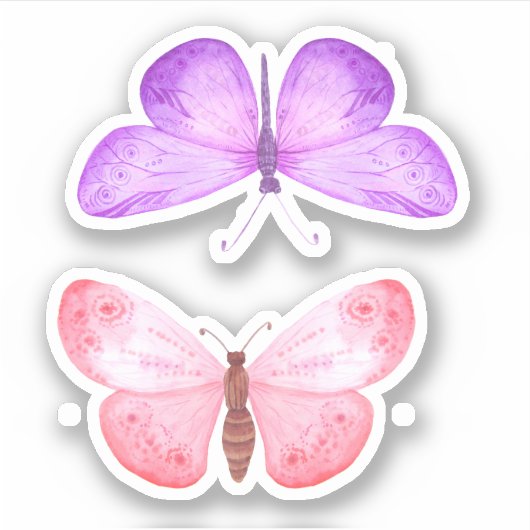 Sticker Papillons violets roses (Devant)