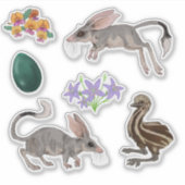 Sticker Pâques Bilby Fleurs et Emus Set (Devant)