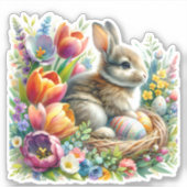 Sticker Pâques Bunny Springtime Vacances joyeuses Amusemen (Devant)
