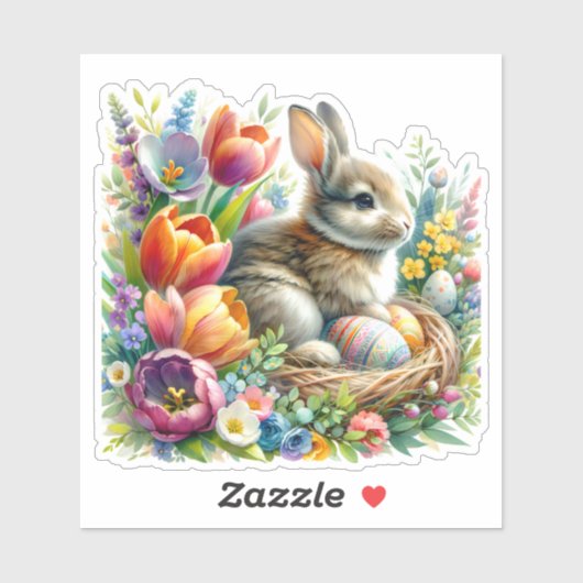 Sticker Pâques Bunny Springtime Vacances joyeuses Amusemen (Feuille)